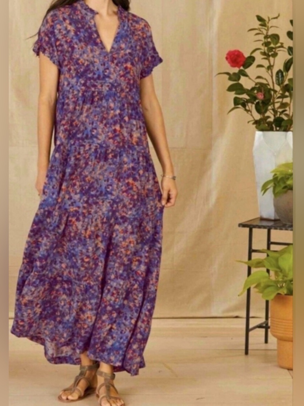 Marie Oliver Farah Maxi Dress in Indigo Reef Size Small Silk Blend
